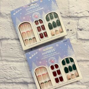 NIB Impress “The No-Glue Mani” Christmas themed peel-and-stick nails (2 count)